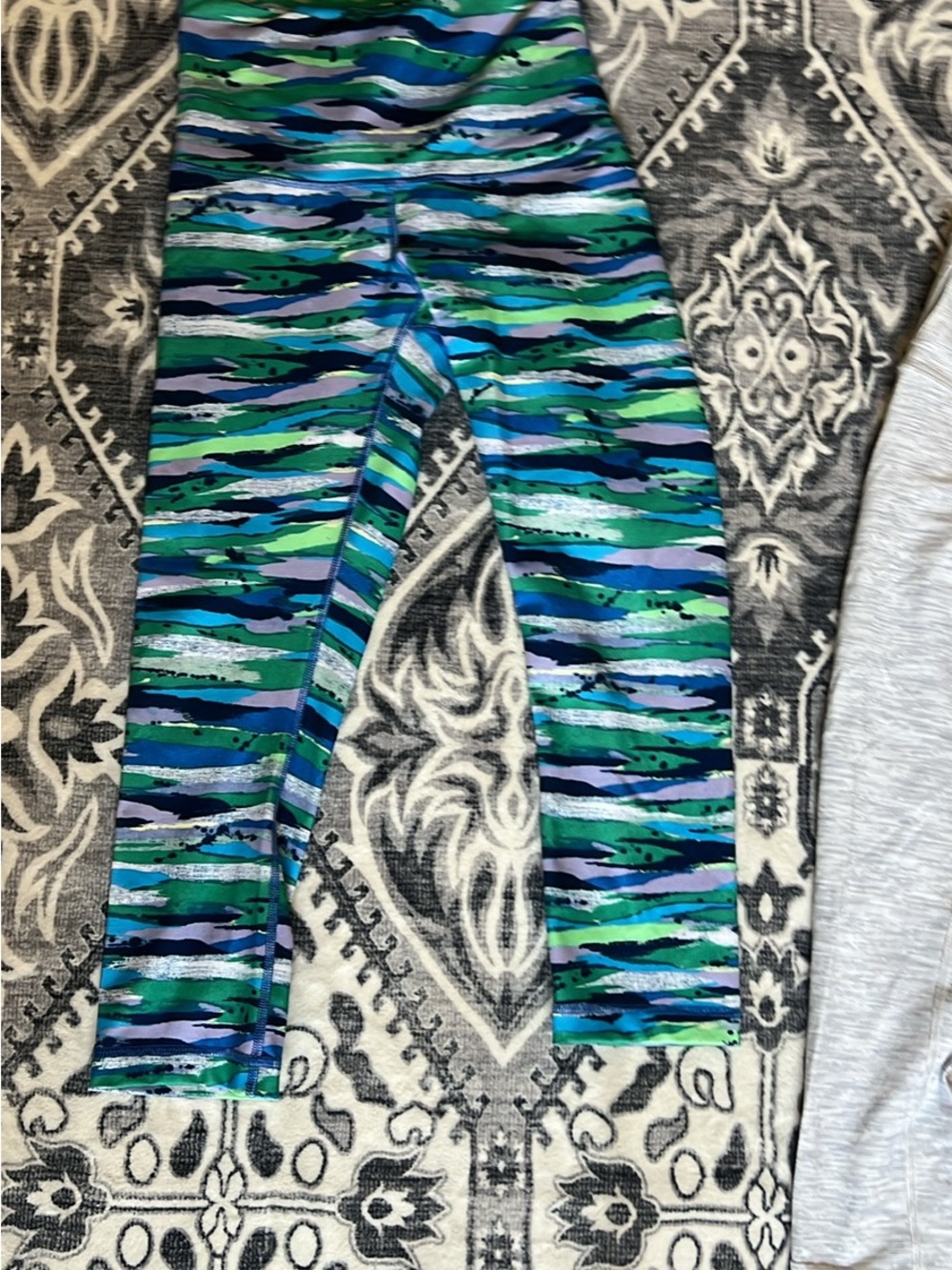 lululemon athletica Blue & Green Striped Active Leggings